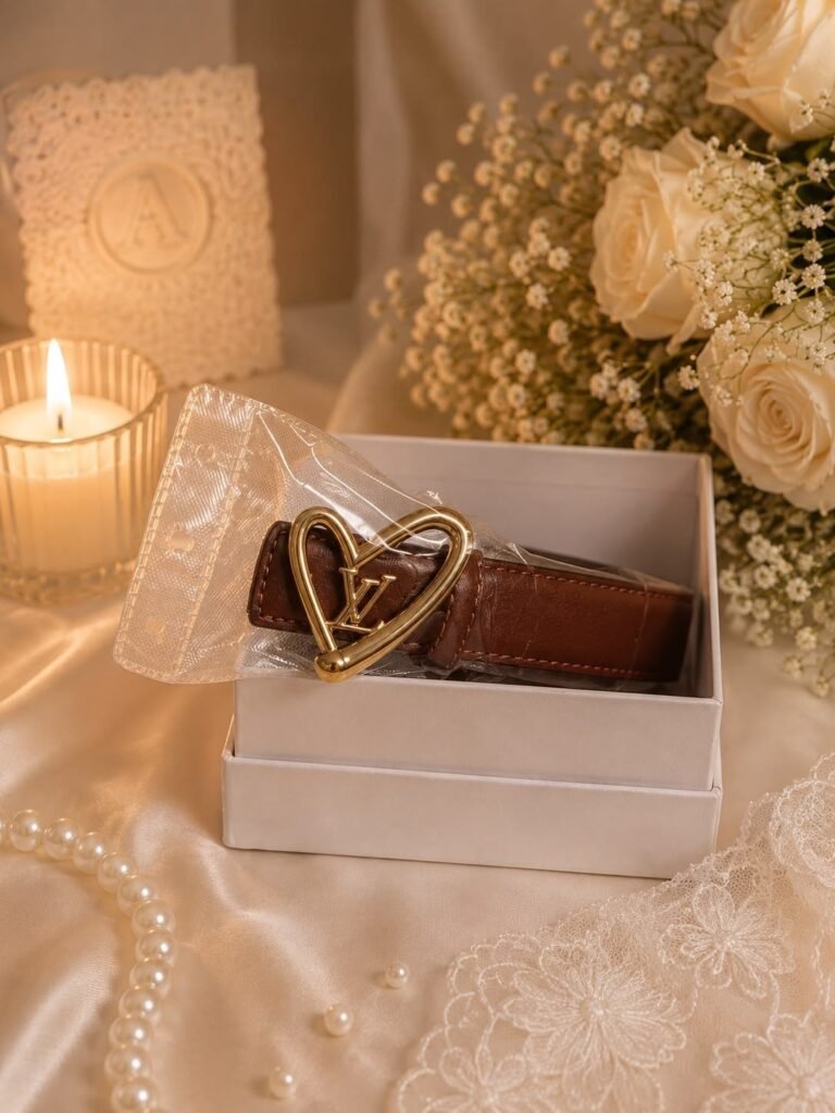 قشاط / حزام بنية بإبزيم ذهبي مزخرف