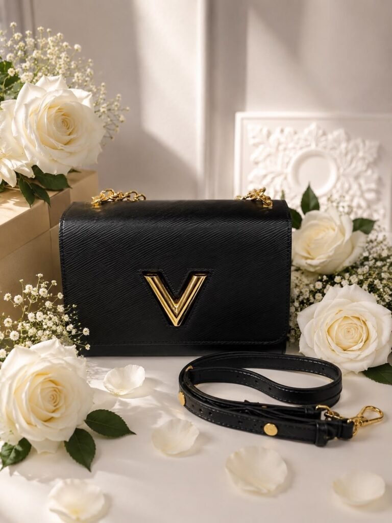 شنطة فلاب سوداء بحرف V