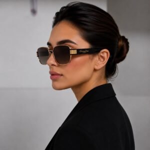 نظارة شمسية سوداء مستطيلة