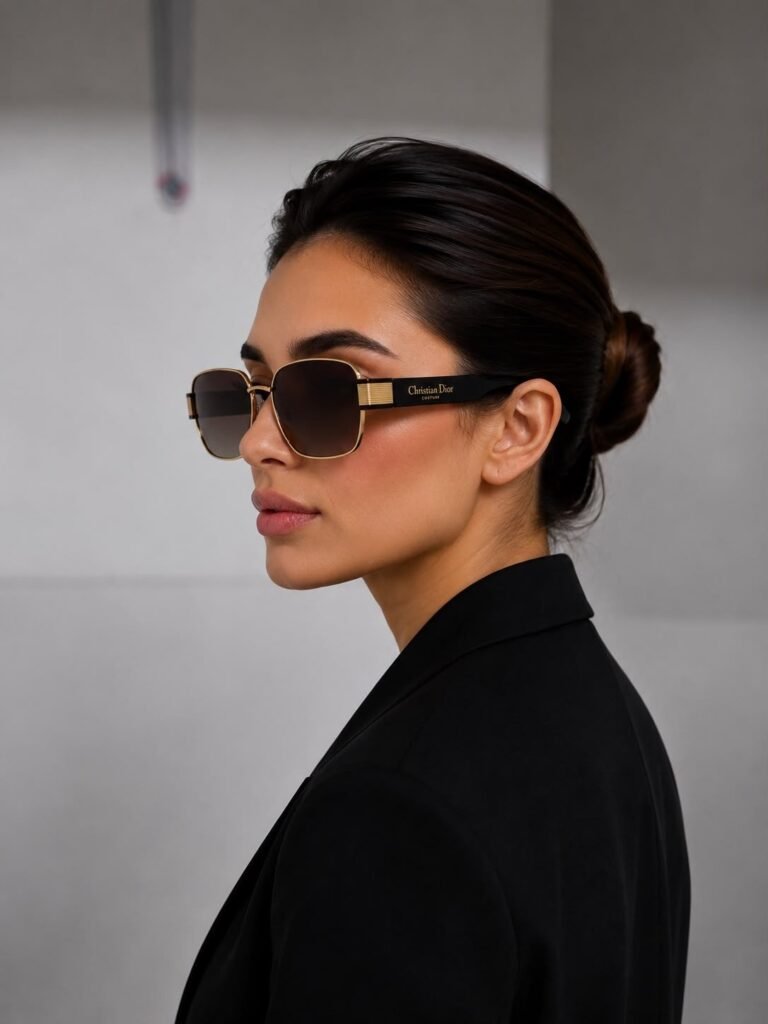 نظارة شمسية سوداء مستطيلة