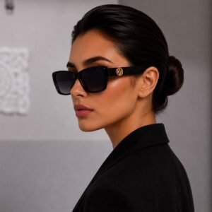 نظارة شمسية سوداء مستطيلة ناعمة