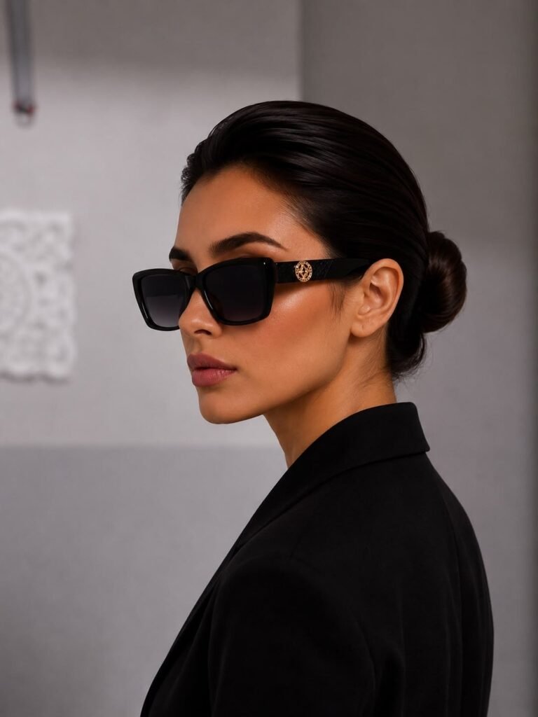 نظارة شمسية سوداء مستطيلة ناعمة
