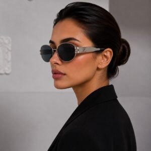 نظارة شمسية سوداء بيضاوية