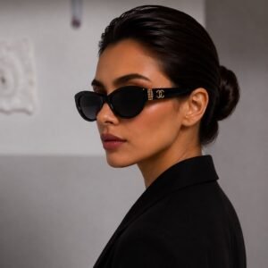نظارة شمسية سوداء بإطار عريض