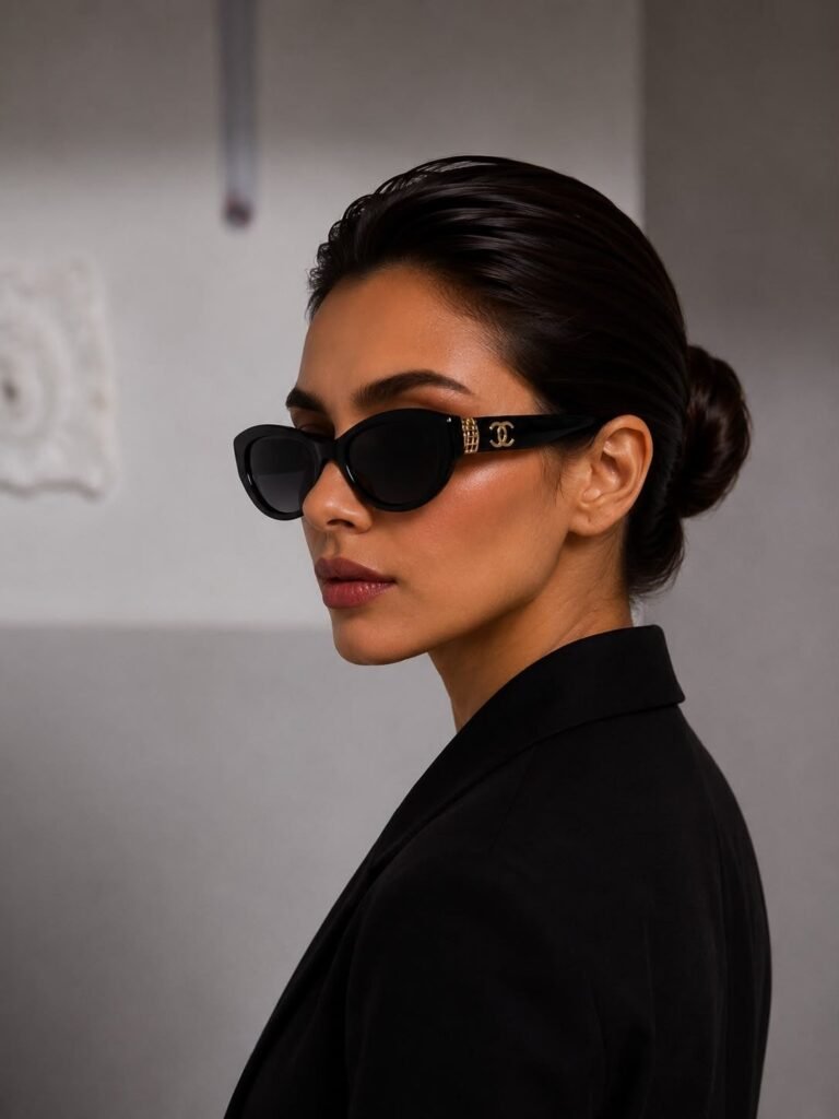 نظارة شمسية سوداء بإطار عريض