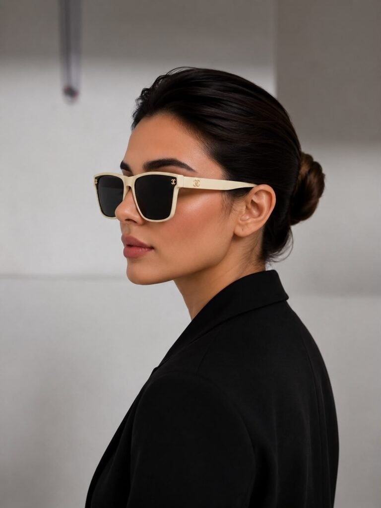 نظارة شمسية بيضاء عصرية