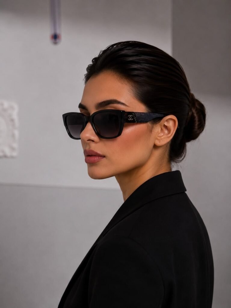 نظارة شمسية سوداء دائرية