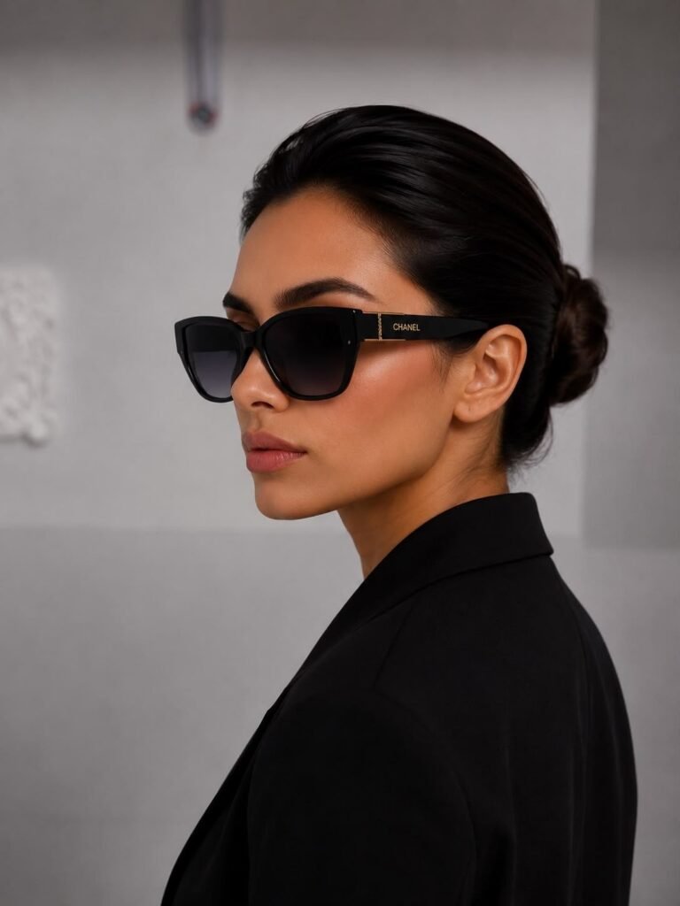 نظارة شمسية سوداء مربعة