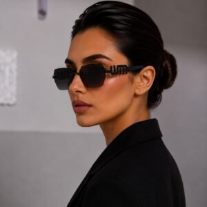 نظارة شمسية سوداء عريضة