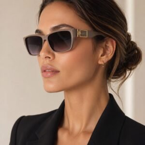 نظارة شمسية بنية بإطار عريض