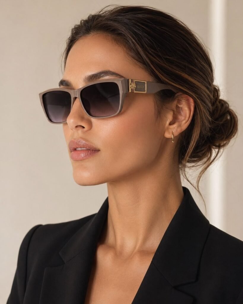 نظارة شمسية بنية بإطار عريض