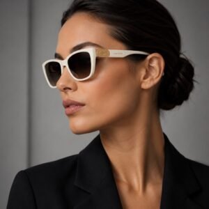 نظارة شمسية بيضاء مربعة فاخرة