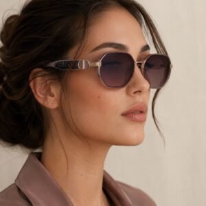 نظارة شمسية بنية دائرية