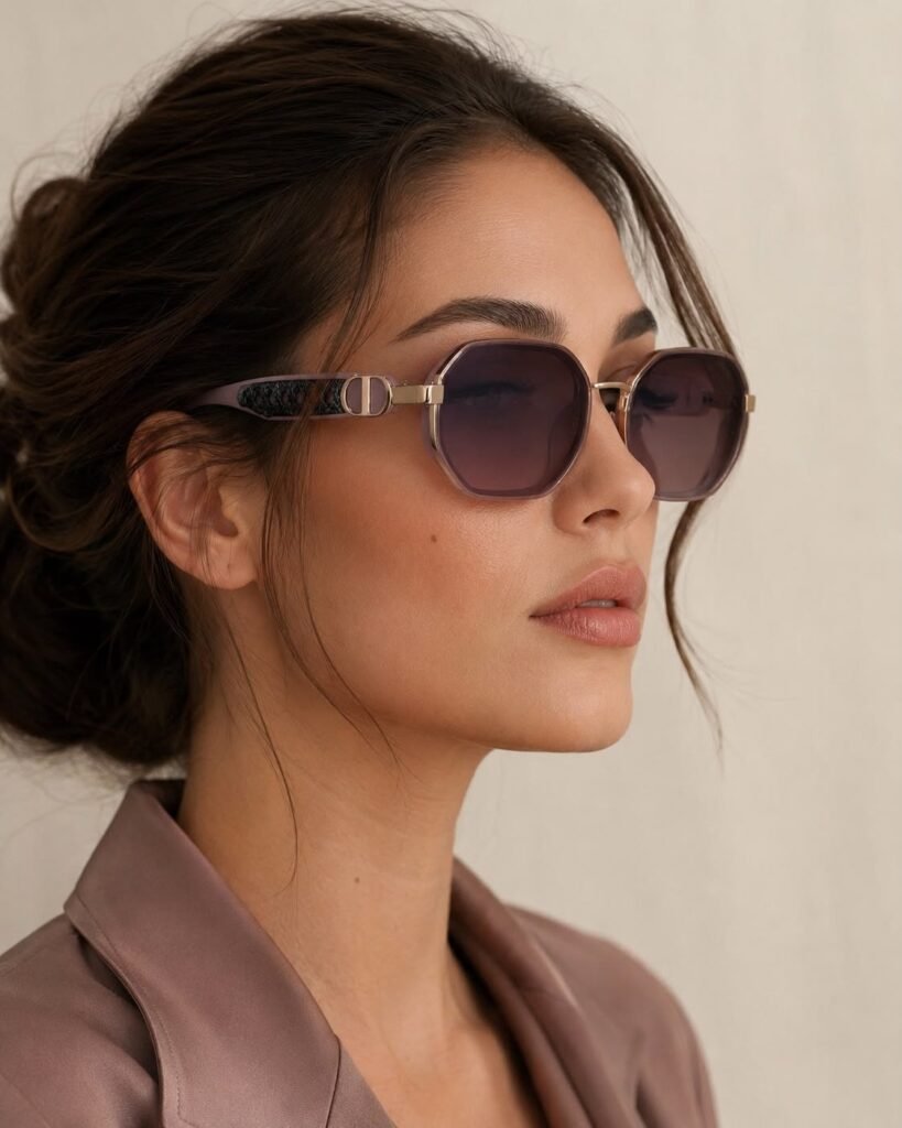 نظارة شمسية بنية دائرية